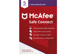 McAfee Safe Connect VPN til 5 enheder i 1 år