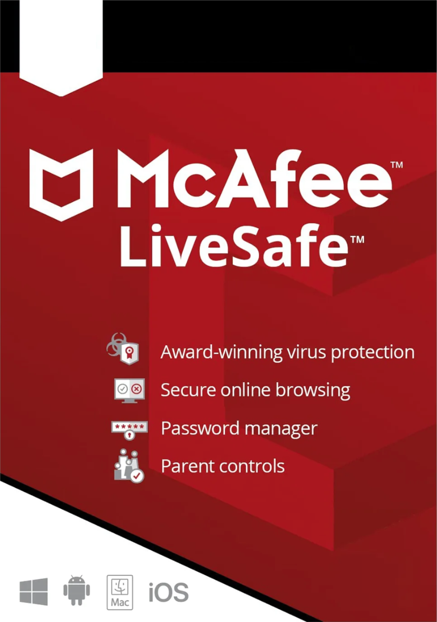 McAfee LiveSafe - ubegrænset enheder / 1 år