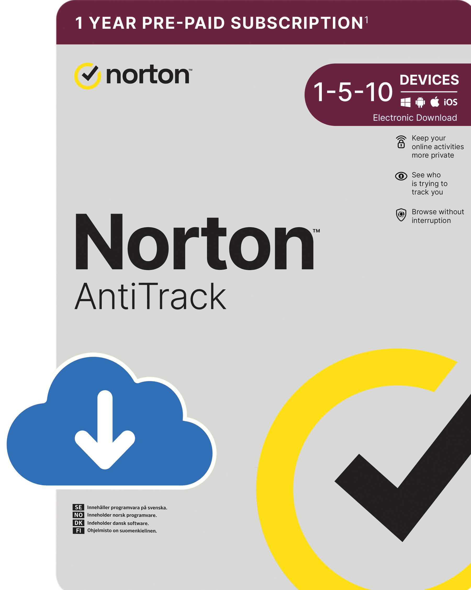 Se Norton AntiTrack - 10 enheder / 1 år hos e-Gear.dk