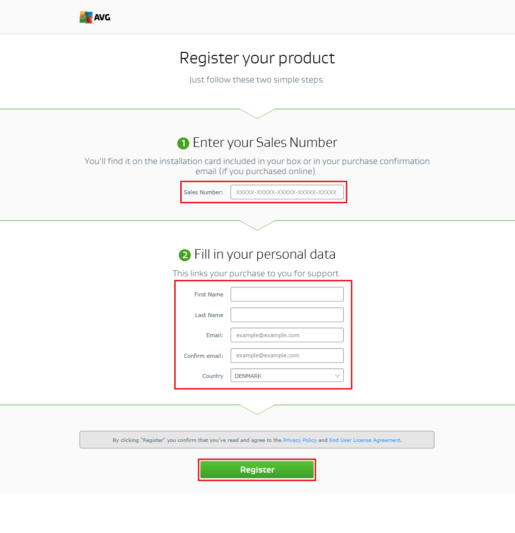 AVG AVG License Number Registration