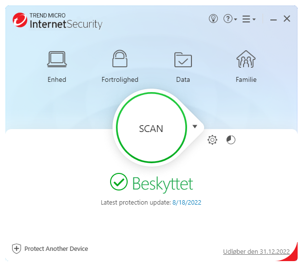 Trend Micro Internet Security hovedvindue